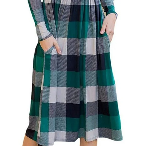 Reborn Buffalo plaid stretchy dress sz large *F - Picture 2 of 7